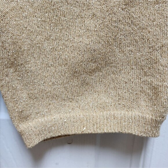 DG2 Cardigan Sweater Womens XL Gold Metallic Crest Button Pockets V Neck Sparkle - Picture 7 of 11